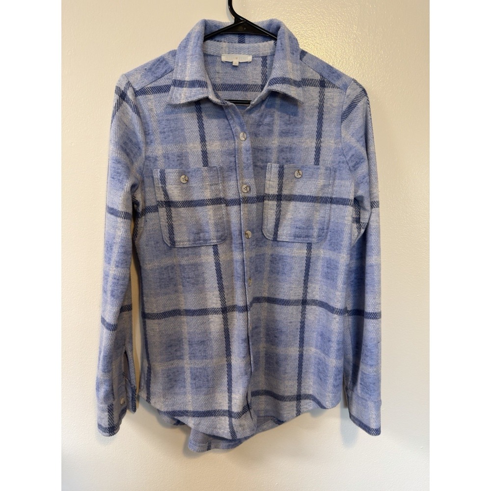 Ultra Flirt Blue Grey Plaid Button Down Shirt Long Sleeve RK326930 Mens Small